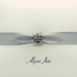 Butterfly European Bead, Antiqued, Sterling